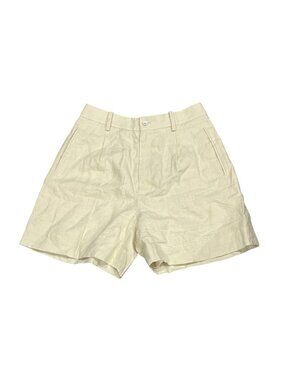 Ralph Lauren Purple Label Tracy Pleated Linen Short in Lux Cream